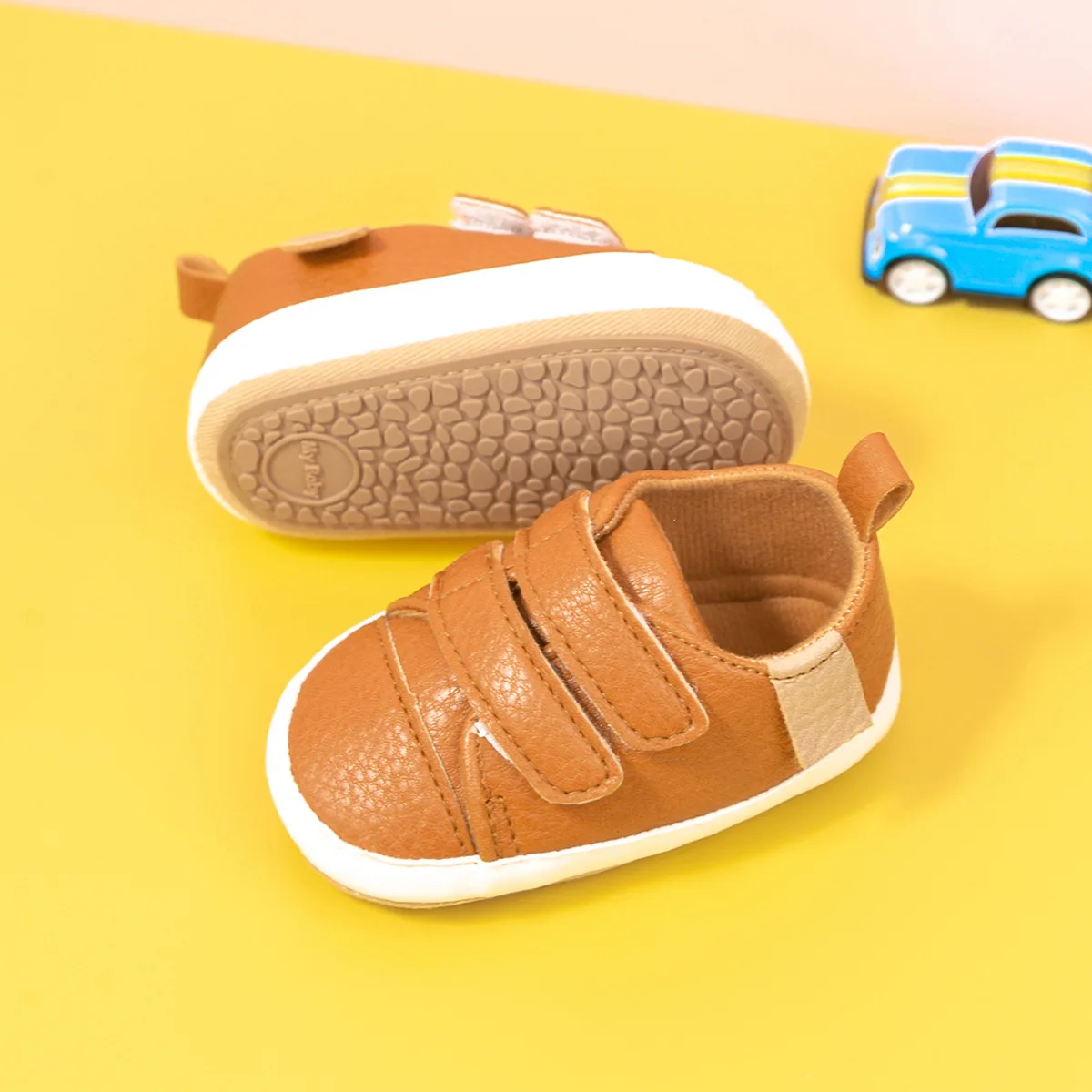 KIDSUN Newborn Baby Shoes PU Leather Soft Rubber Sole Prewalker Non-Slip Infant Fairst Walkers Baby Crib Shoes Moccasins