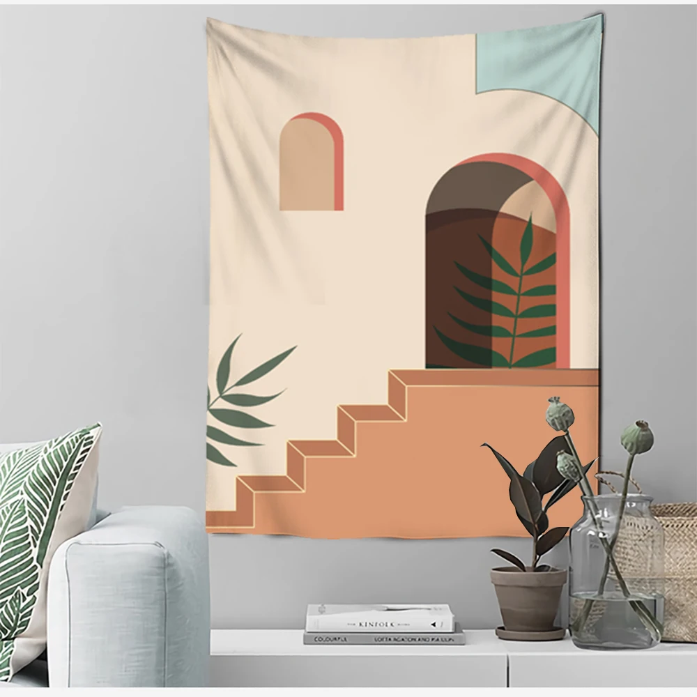 

Pink Romantic Beach Mountain Tapestry Home Decor Wall Hanging Living Room Background Yoga Beach Towel Mat