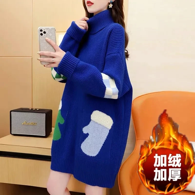 Upscale High Collar Sweater Women  Lazy Wind Explosion Hit End Shirt Autumn Winter 2022 New Loose Knitting Female Jacket