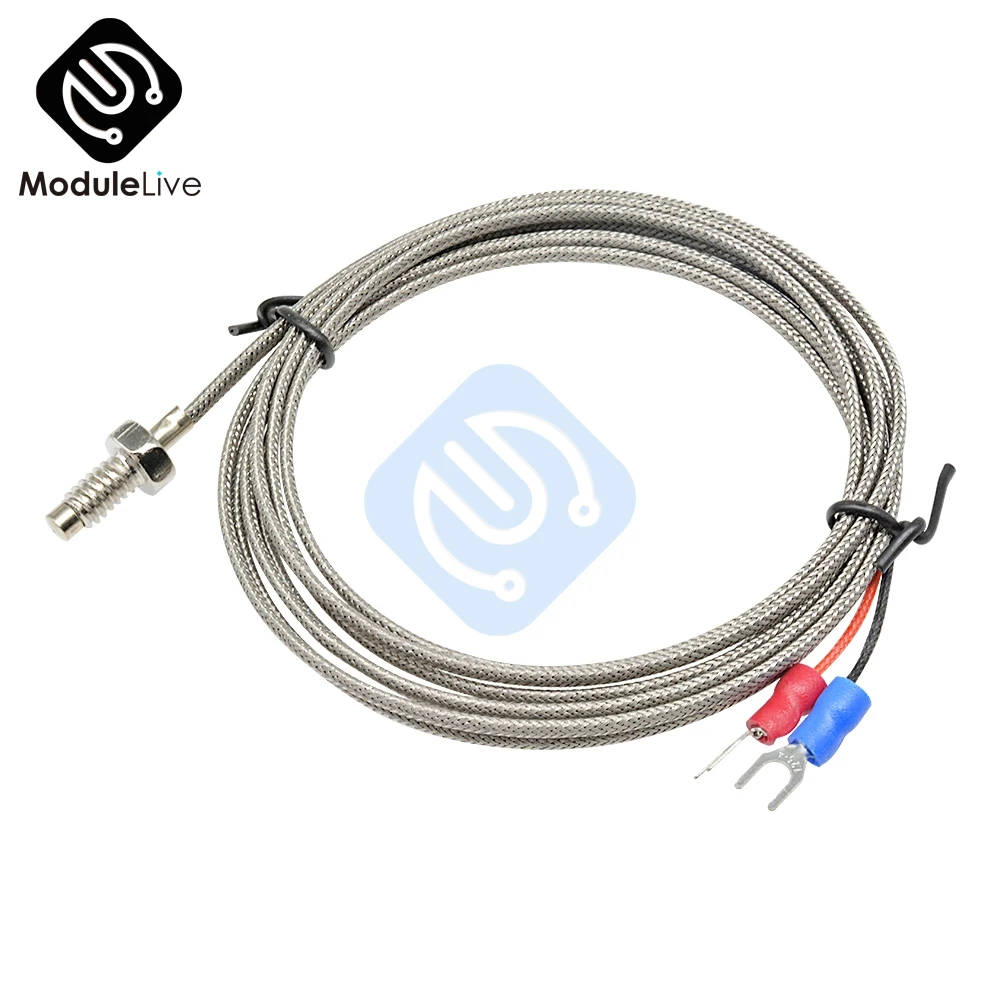 Diymore K Type Thermocouple Cable M6 1M 2M Screw Temperature Sensor Probe 0-800 C For REX-C100 Temperature Controller Thermostat