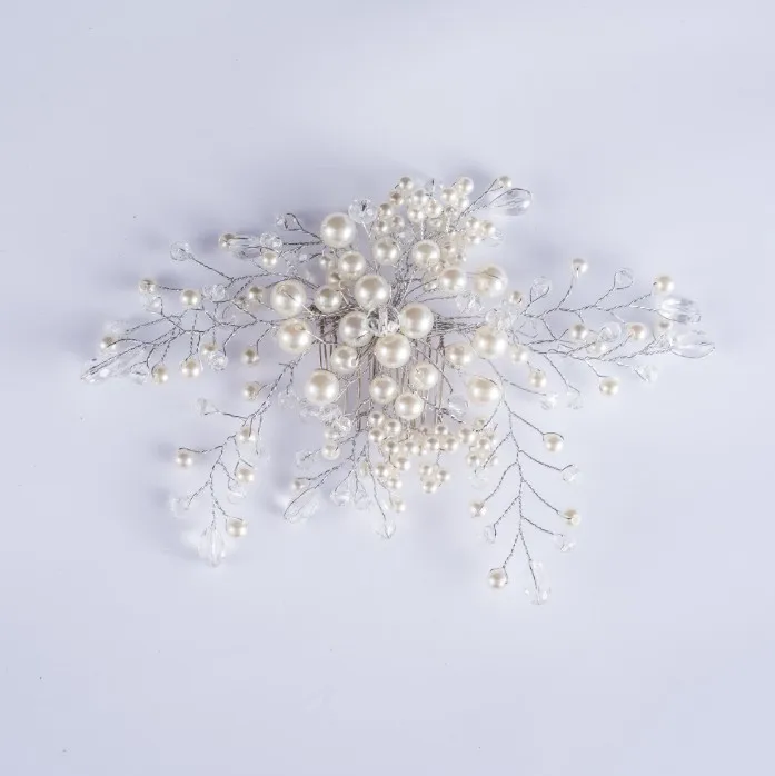 Women Pearl Hair Combs Wedding Hair Accessories Hair Pin Rhinestone Tiara Bridal Clips Crystal Crown Bride Hair Jewelry
