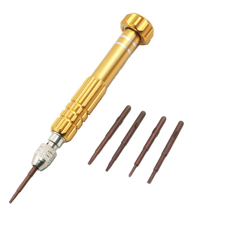 1Pcs Watch Repair Screwdriver Handle With 5 Spare Screwdriver Bits Phone Glasses Watch Repair Tool Screws Remover Hand Tool Kit