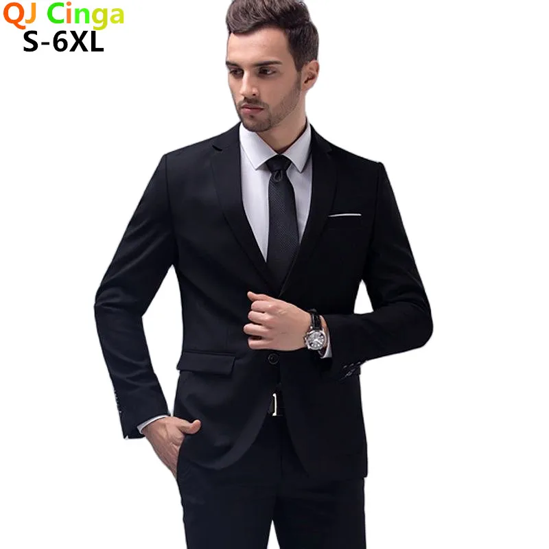 Black One Button Men Formal Suit Two Piece, Wedding Party Slim Tuxedo Blue Red Men's Suits M-6XL Terno Masculino