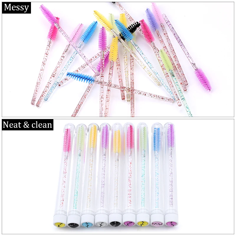 100Pcs Wimpern Pinsel Rohre Wiederverwendbare Lash Mascara Wands In Rohre Augenbraue Applicatos Staub-proof Lagerung Wimpern Verlängerung liefert – Detail 5