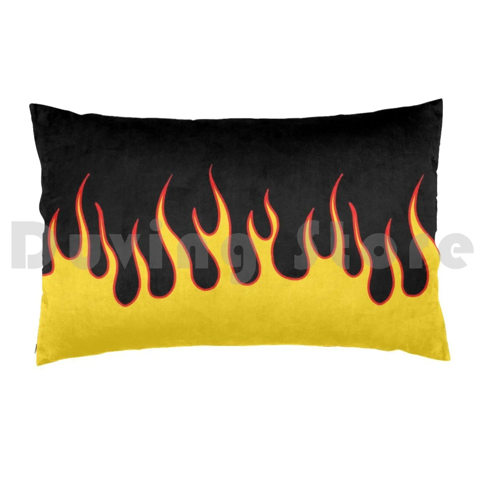 Black And Yellow Flames Pillow Case Printed 50x75 Skull Fire Hell Burn Flames Hot Rod Flames Biker Bikers