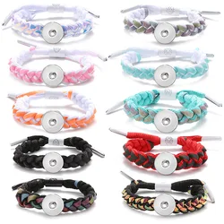 SE0220 New Fashion Colorful Twist Shoelace style Bracelet Snap bracelets 19cm adjustable fit 18MM snap buttons snap jewelry Gift