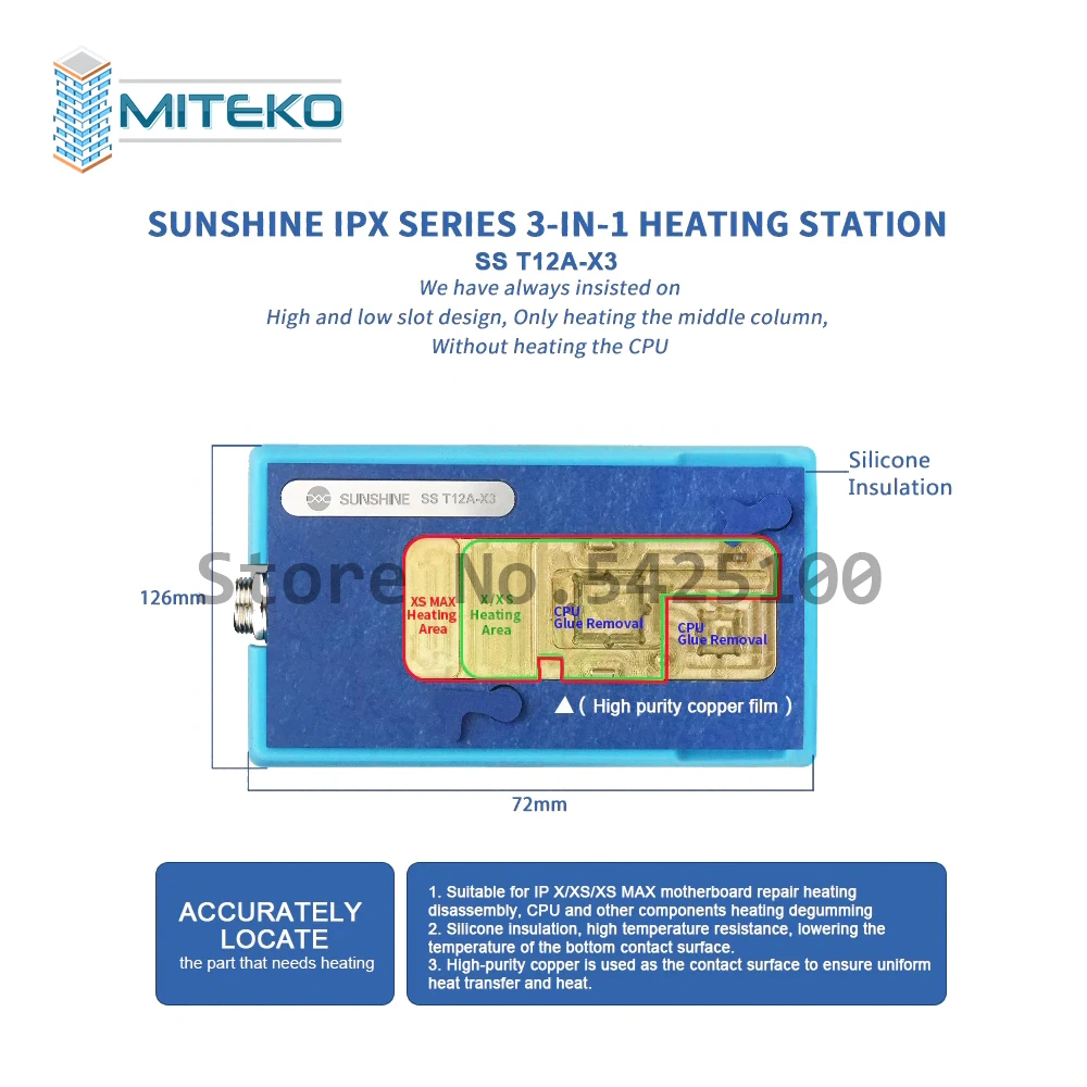 

3 IN 1 SS-T12A Phone Double Layers Board Pre-heating Rework Station for X XS MAX motherboard desoldering repair