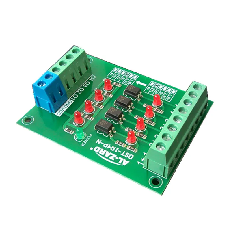 4 Channel 24V To 5V  Optocoupler Isolation Board PLC Signal Level Voltage Conversion Board