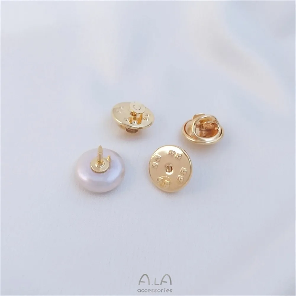 14K Gold Pearl Nail Buckle, Collar Buckle, Cardigan Shawl Clip, Small Brooch, Collar Pin, DIY Bayonet Needle Jewelry Findings