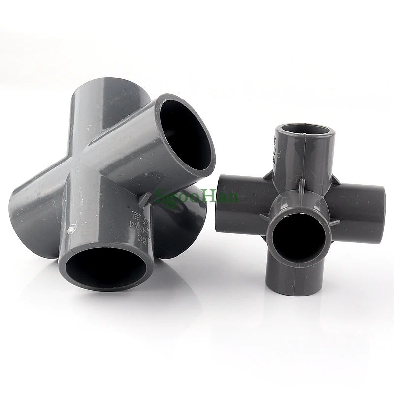 5~50pcs Size 20~50mm PVC Pipe 5 Ways 3D Hydroponic Planting Frame Tube Connectors Garden Aquarium Fish Tank Tube 3D 5 Way Joints