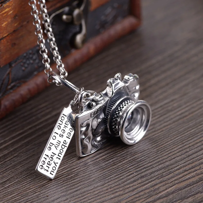 925 Silver Camera Pendant Punk Lucky Original Pure S925 Silver Pendants for Women men Jewelry Making