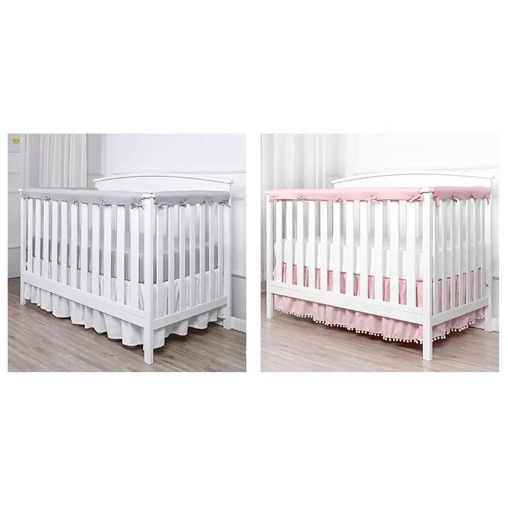 Three-piece Cotton Crib Protection Wrap Edge Baby Anti-bite Solid Color Bed Fence Guardrail Baby Care Baby Safety Products