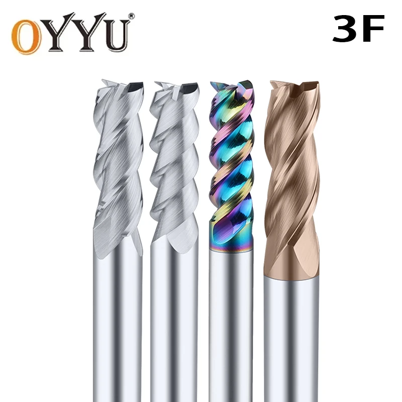 OYYU 3f fresas finais de aço de tungstênio cortador hrc50 hrc55 alumínio u-slot ferramenta carboneto sólido cnc máquina torno ferramenta 1pcs