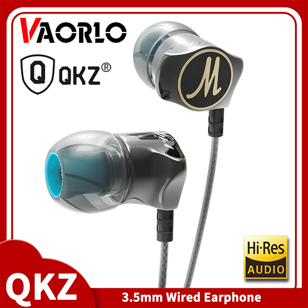 VAORLO Original QKZ DM7 Special Edition Gold Plated Housing Earphone Noise Isolating HD HiFi 3.5mm Stereo Headset With Mic Call