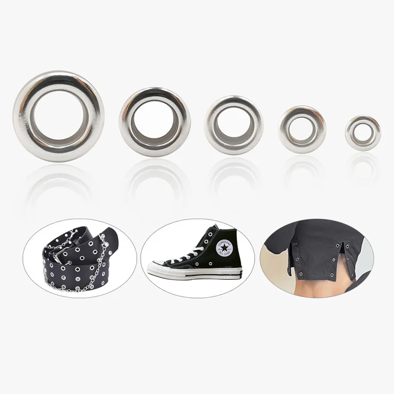 100PCS/Pack Stainless Steel Perforated Eye Ring Eyelet Buttons For Shoes Clothing Belt Decoration Accessories