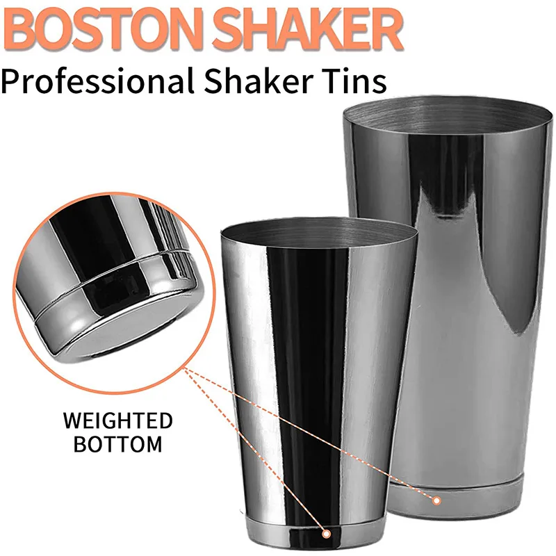 Bar Cocktail Shaker Boston Shaker: 2-piece Set: 18oz Weighted & 25oz Weighted Professional Bartender Cocktail Shaker-