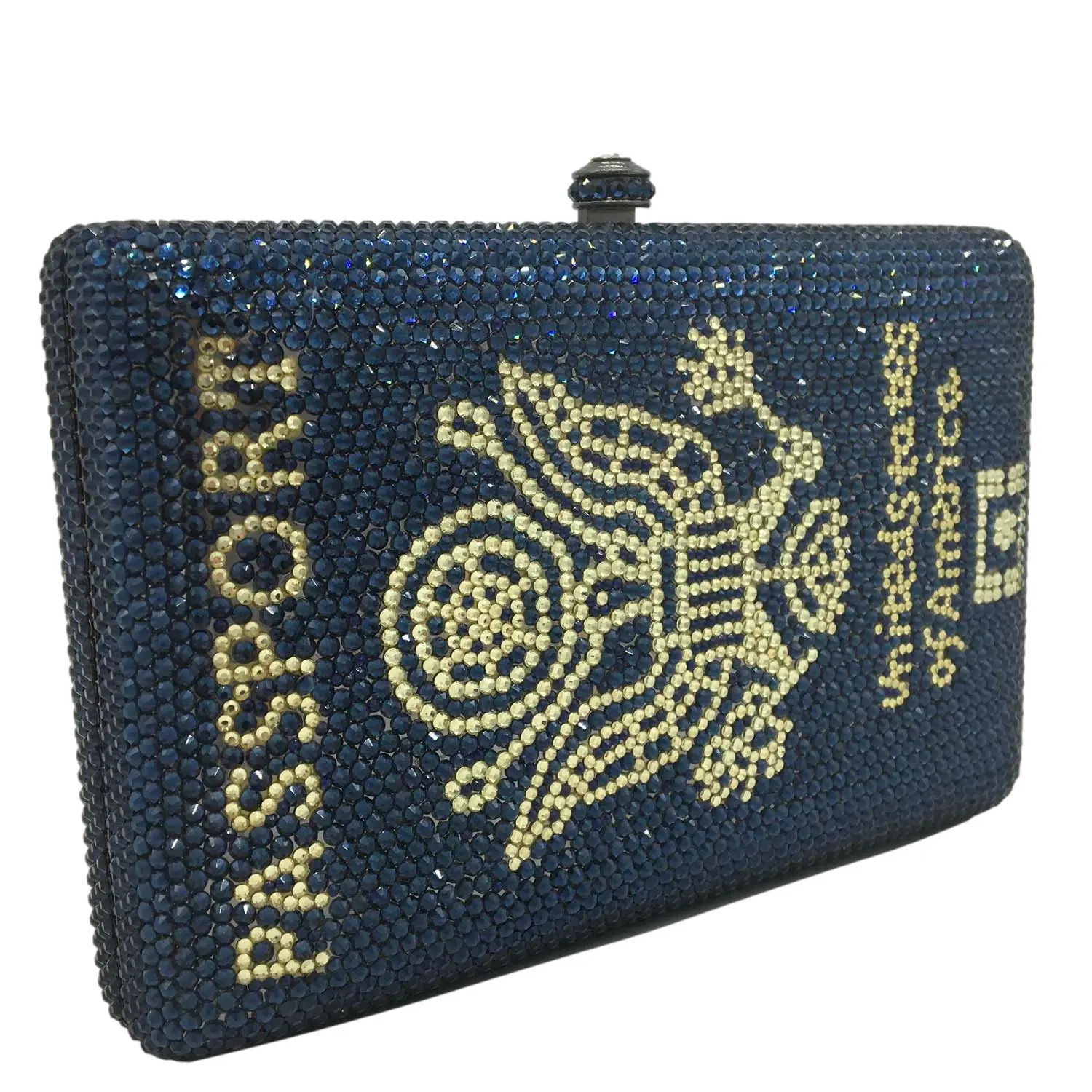 Boutique De FGG Novelty America Passport Box Clutch Women Crystal Evening Handbags and Purses Party Dinner Rhinestone Bags