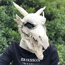 Dragon God Bone Mask Moving Jaw Cosplay Props Unisex Halloween Simulation Animal Skull Model Skeleton Natural Latex Masks