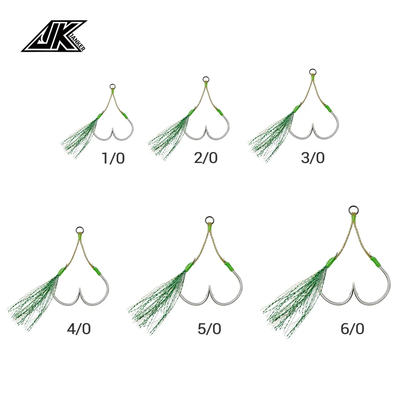 JK SWL Slow Jigging Fishing Hooks 1/0 2/0 3/0 4/0 5/0 6/0 Double Single Hook Barbed Saltwater Hooks