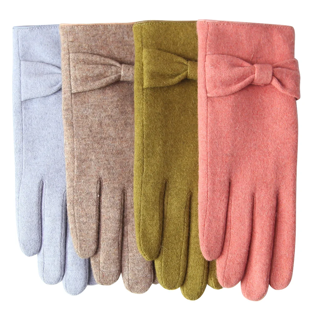 Women Gloves Autmn Winter Thermal Plushed Lined Thicken Touchscreen Female Driving Gloves Free Size YL021NC1