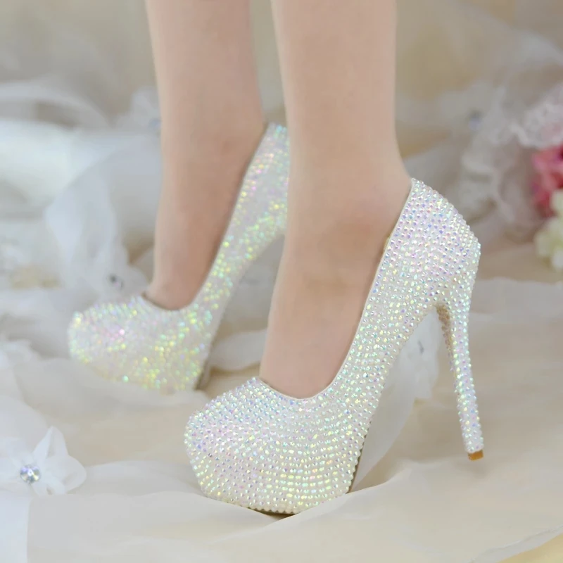 

Fashion Shining Bridal Wedding Shoes Women Party Dress Shoes Rhinestone Bridesmaid Platform Pumps Handbag Set Ladies High Heels