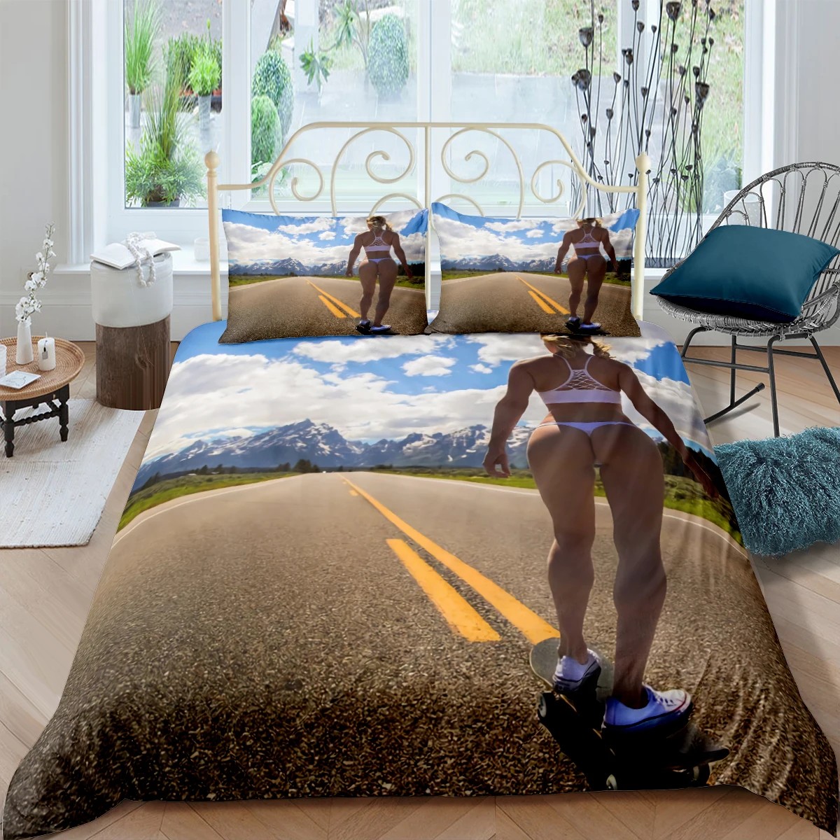 Skater girl Comforter Cases 3D Modern Duvet Cover Sets Pillow Sham King Queen Super King Twin Full Size 160*220cm Bedding Set