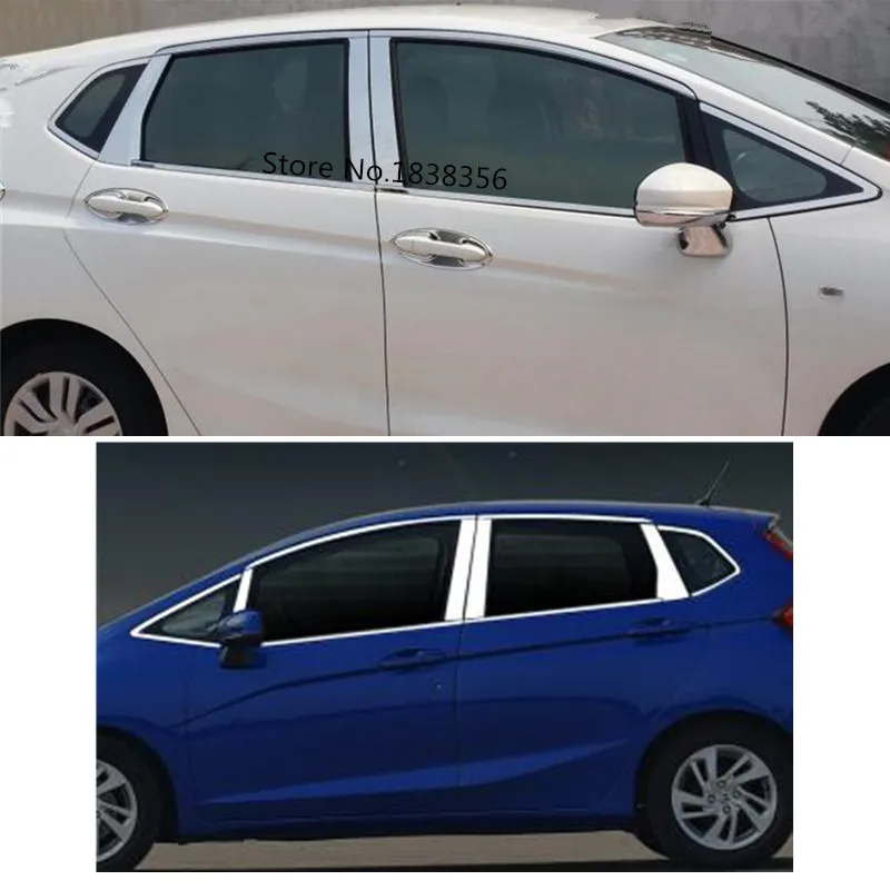 

Car Styling Body Stick Stainless Steel Glass Window Garnish Pillar Middle Column Trim Hoods For Honda FIT JAZZ 2014 2015 2016