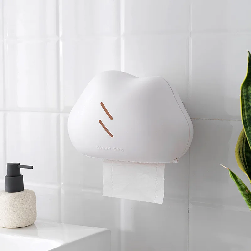 Caja de pañuelos de baño en forma de nube, estante de almacenamiento de pañuelos de baño, rollo de cartón, Agujero libre, creativo
