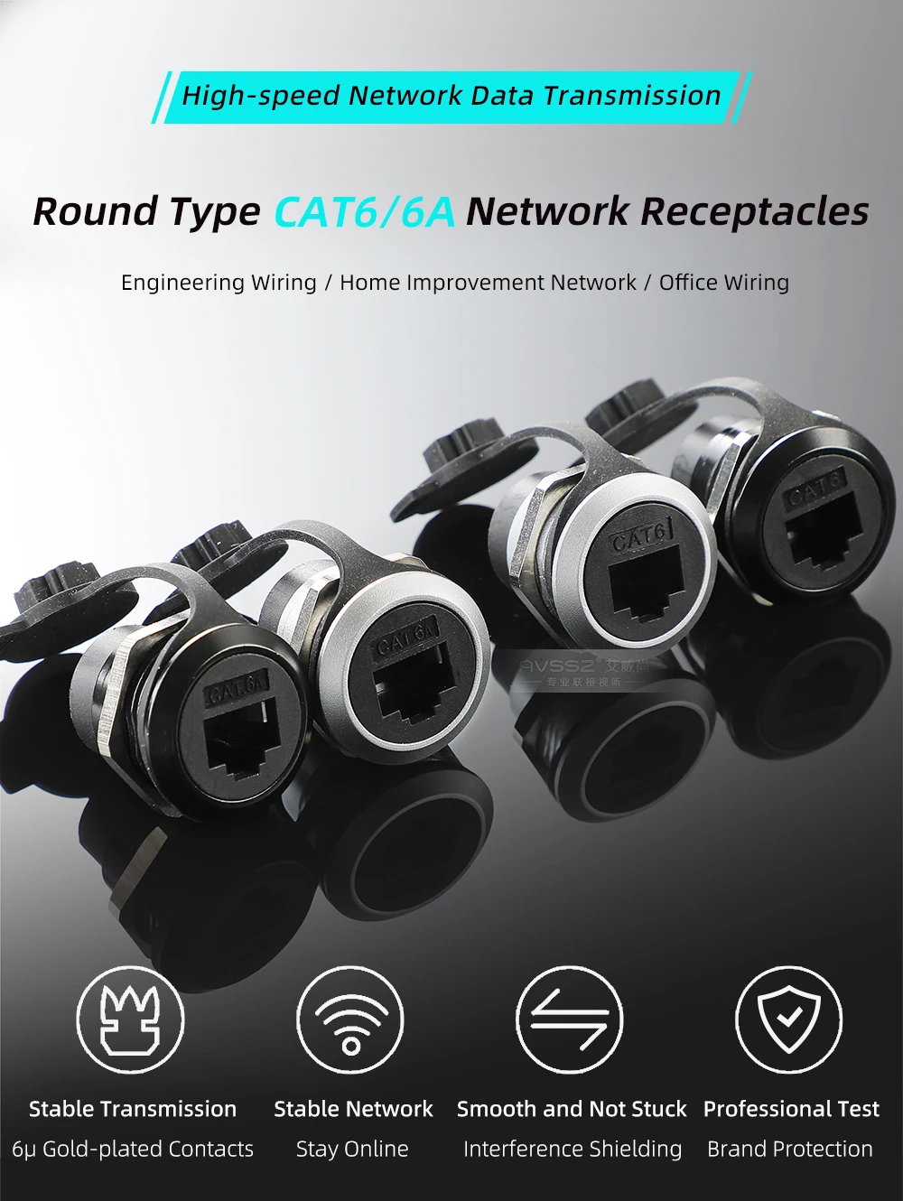 Metall-D-Typ RJ45 Netzwerkmodul RJ45 CAT6 CAT6A Gigabit 10GE Runder D-Typ Crimpanschluss RJ11 4-polige Telefonbuchse – Detail 33