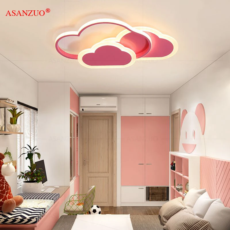 Imagem -05 - Moderna Lâmpada de Teto Led para Quarto das Crianças Estudo Luminárias Rosa Branco Criativo Criança Nuvem Luz Teto