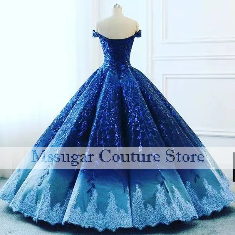 Gaun Quinceanera Biru Elegan Gaun Prom Pesta Mewah Applique Vestidos De 15 Anos 2021