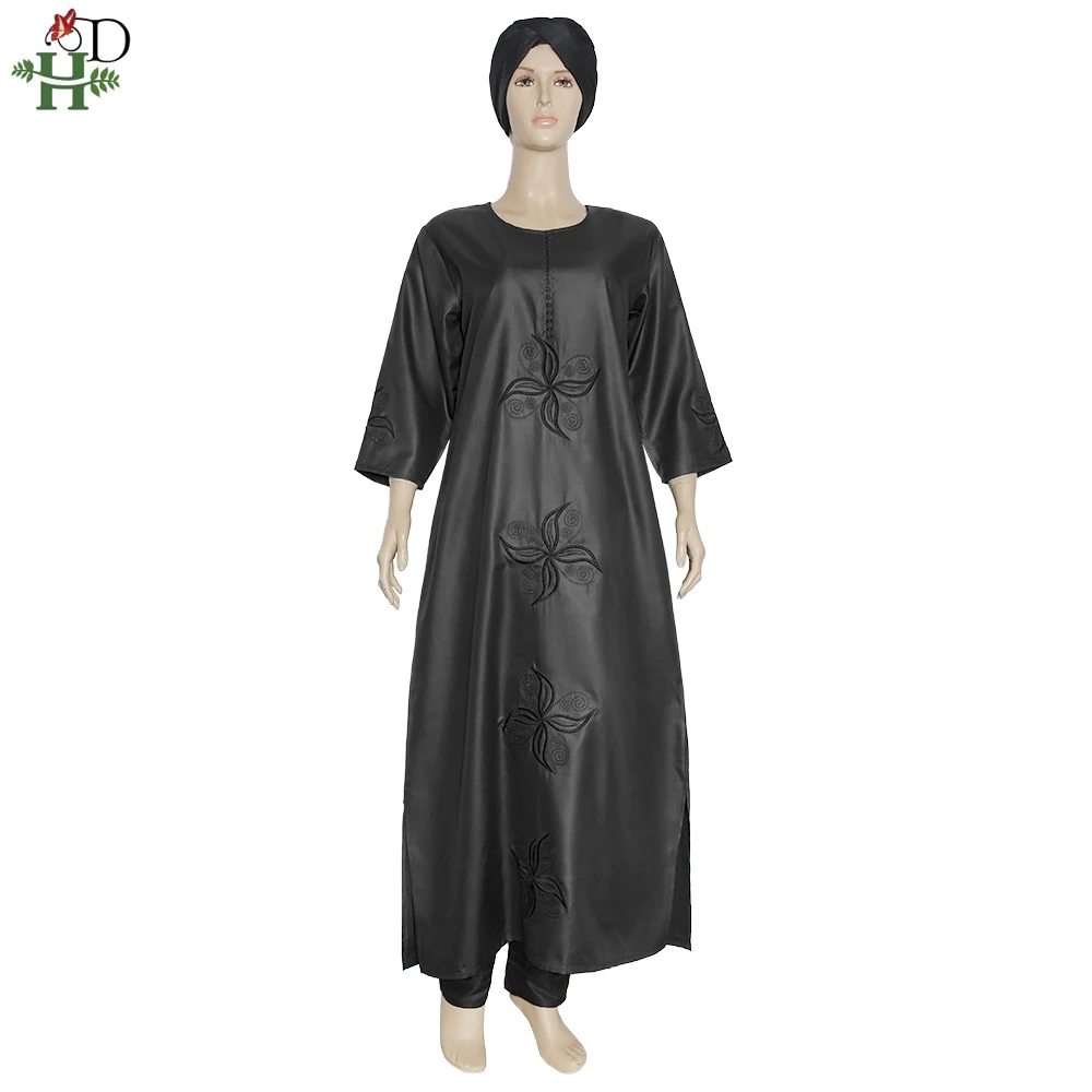 H&D 2022 Women\'s Plus Size Dress African Clothes For Women Dresses Pant Scarf Suit 3 Pieces Set Traditional South Africa Dress