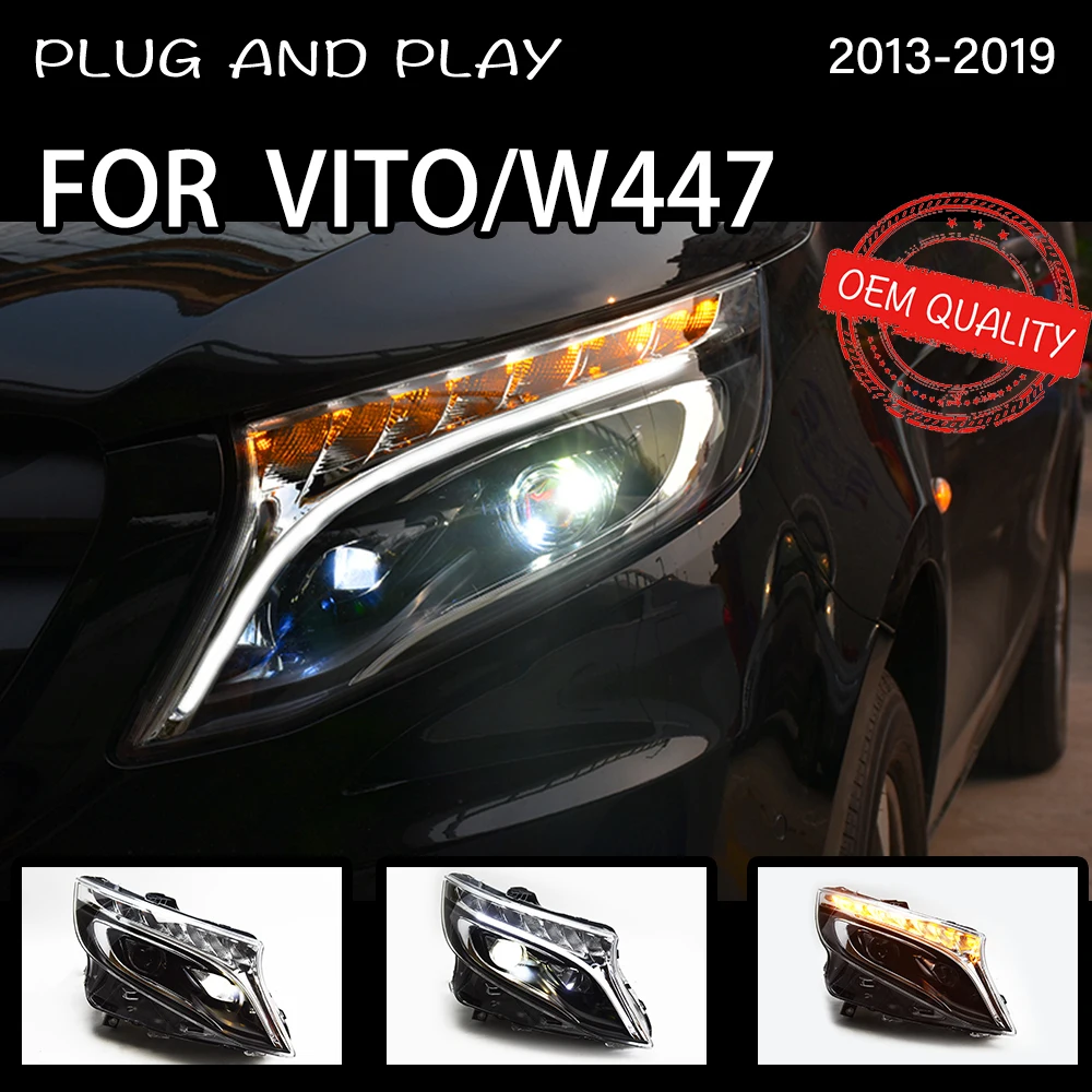 Headlight For Benz Vito 2013-2019 Car автомобильные товары LED DRL Hella 5 Xenon Lens Hid H7 Benz W447 Car Accessories