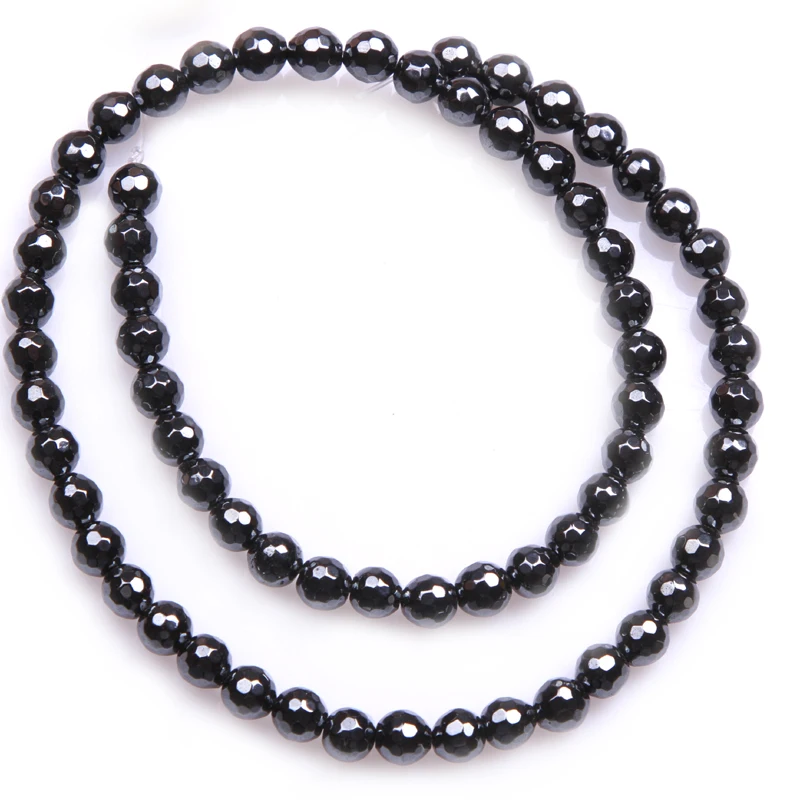 6 8 10mm Natural Black Hematite Faceted Round Accessories Beads For Jewelry Making Strand 15 inch DIY Jewelry Bead For Bracelet