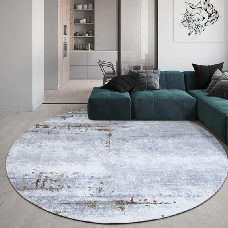 Luxury Round Carpets for Living Room Modern Coffee Table Floor Mat Nordic Ins Home Bedroom Carpet Gray Round Rug Study Room