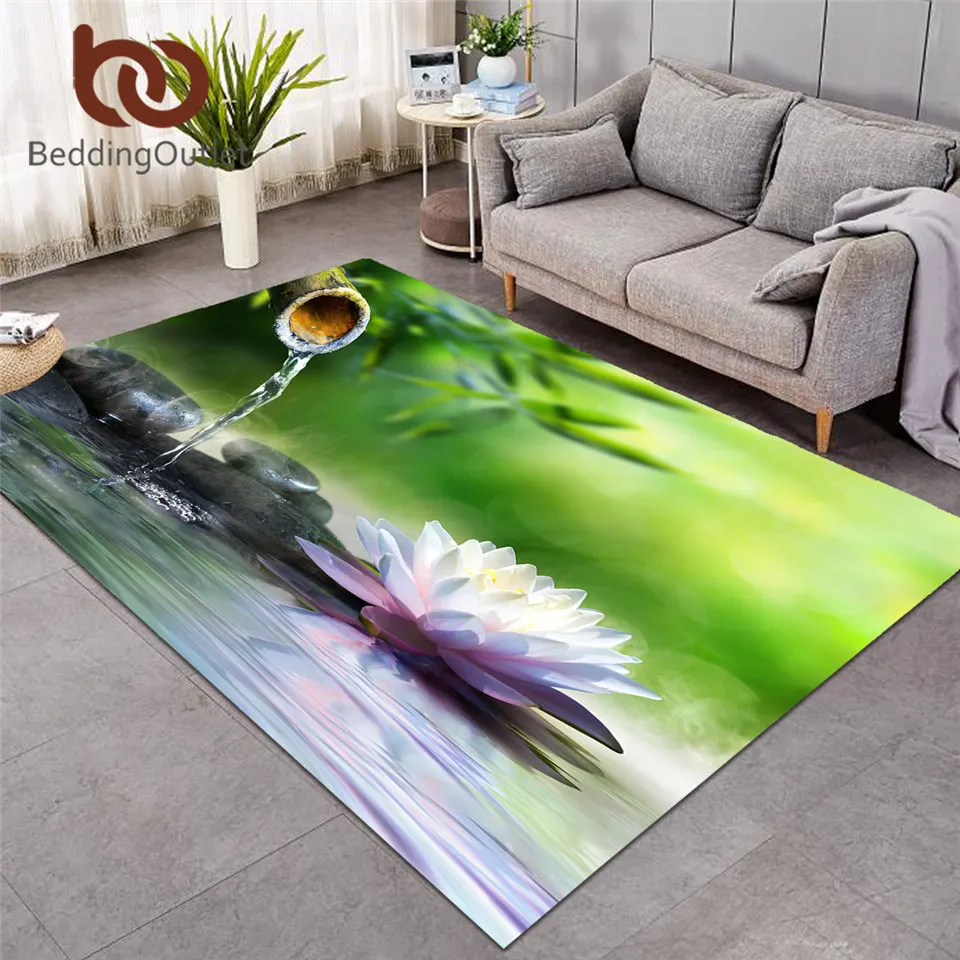 

BeddingOutlet 3D Print Carpets for Living Room Zen Garden Floor Mat Flower Waterlily Lotus Bedroom Area Rug Massage Stone tapis