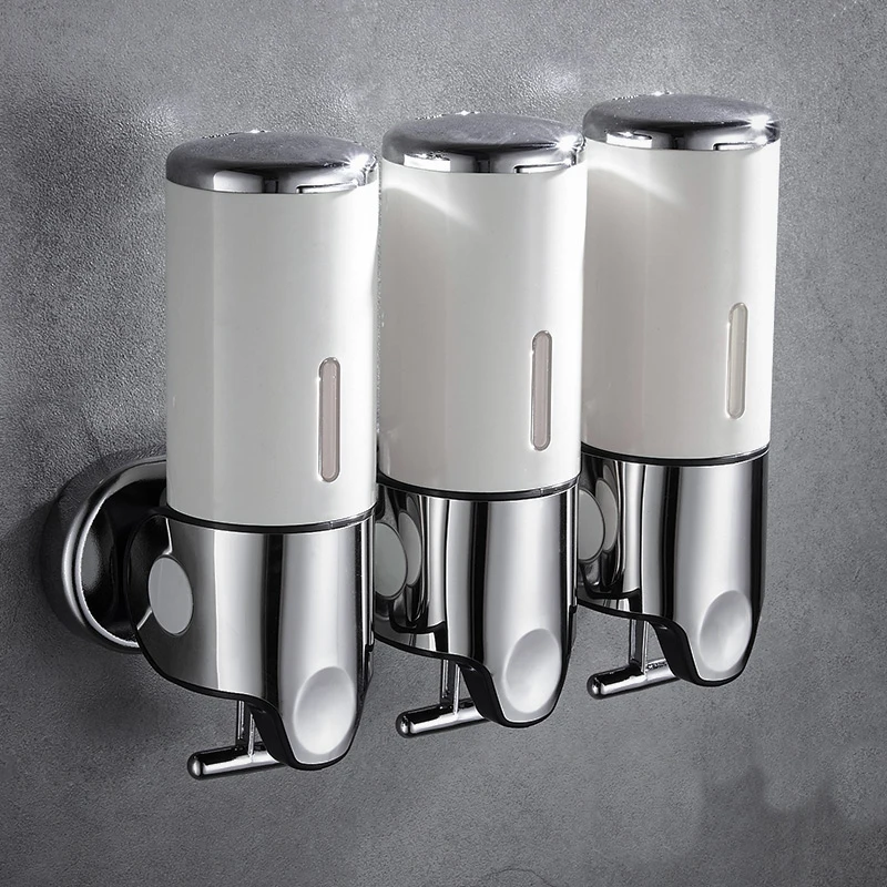 

Luxury 1500ml Soap Dispenser Wall Mount 3 Heads ABS Electroplated Shampoo Dispenser Punch Selection for Bathroom Accessories