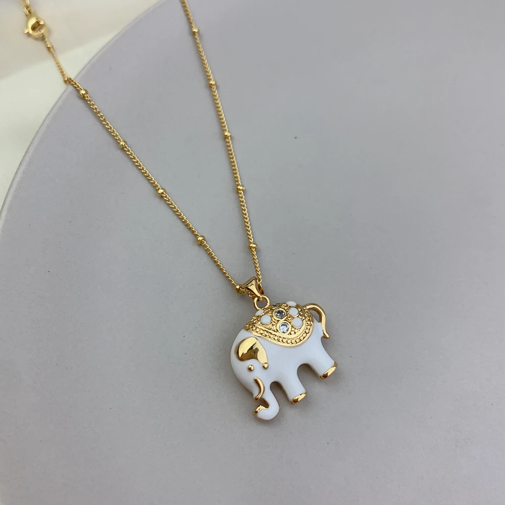 Cute Elephant Choker Necklace For Women Zircon Animal Pendant Necklaces Fashion Gift Necklac Jewelry