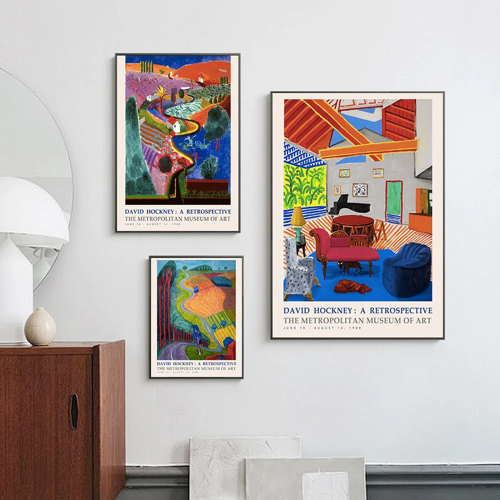 David Hockney Scenery Exhibition Posters Color Abstract Canyon Mountain Art Print Canvas Vintage Wall Bedroom Decor Paintings