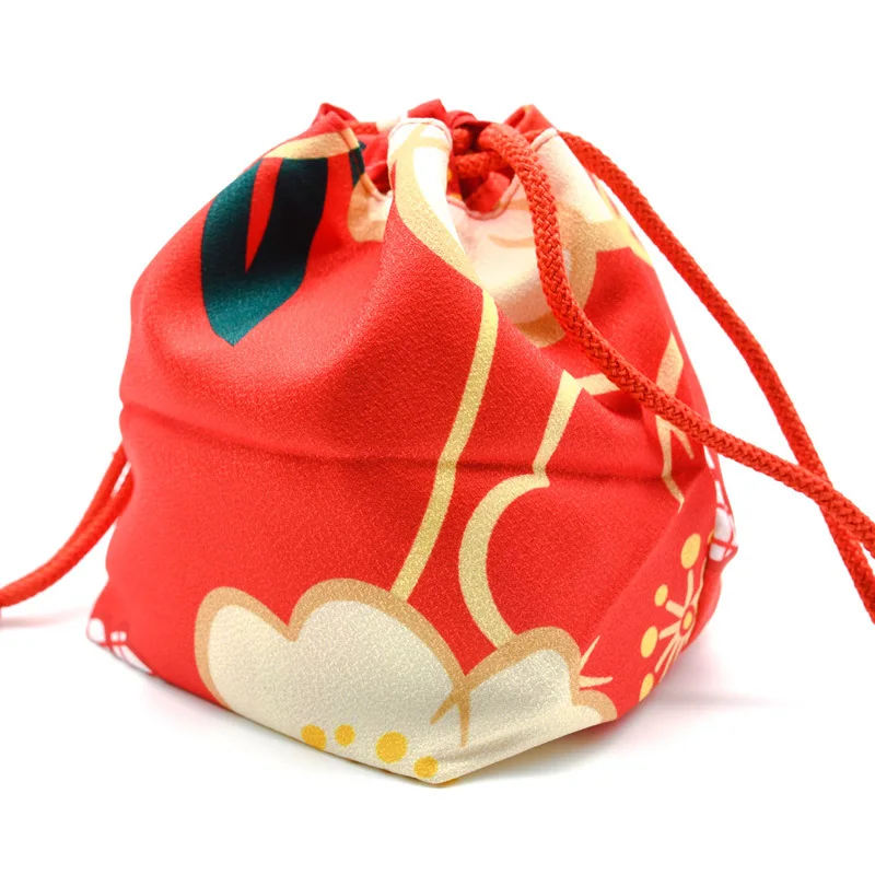 Kimono Traditional Japanese Style Tote Bag Women Kawaii Cartoon Floral Printed Yukata Handbag Harajuku Drawstring Bucket Gift