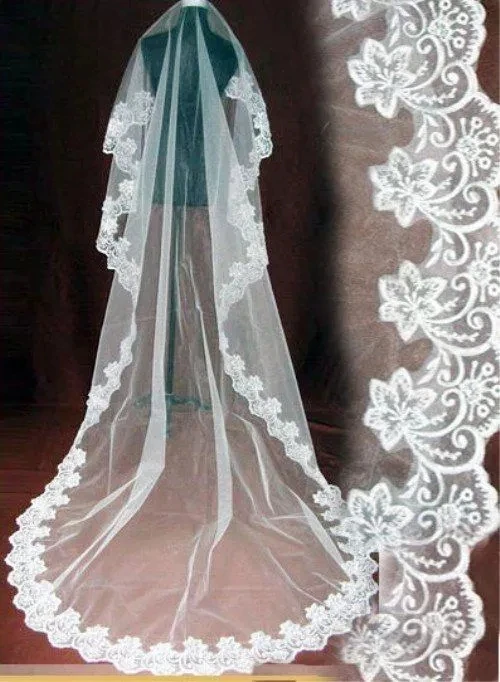 Véu de noiva longo de uma camada, branco marfim, acessórios elegantes do casamento, véu, 3 m, voile, casamento