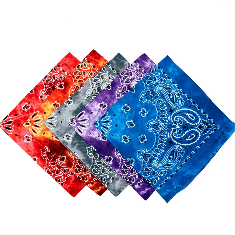 Cotton Vintage Tie-Dye Style Printed Paisley Bandanas Hiphop Men HeadScarves Women Headband Riding Masks Headwear