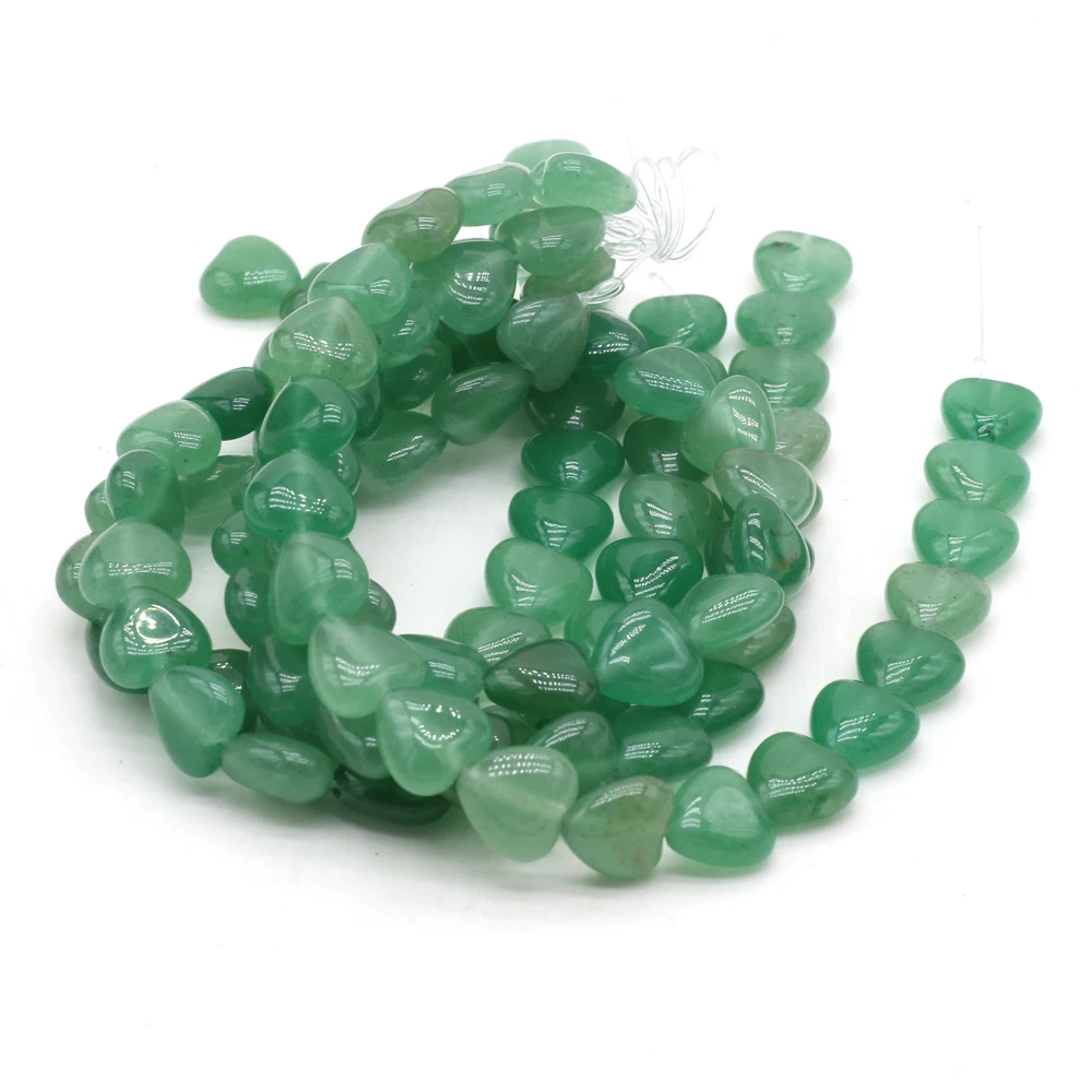 Natural Stone Beads Heart Shaped Green Aventurine  Loose Spacer Beaded For Jewelry Making DIY Bracelet Necklace Accessories