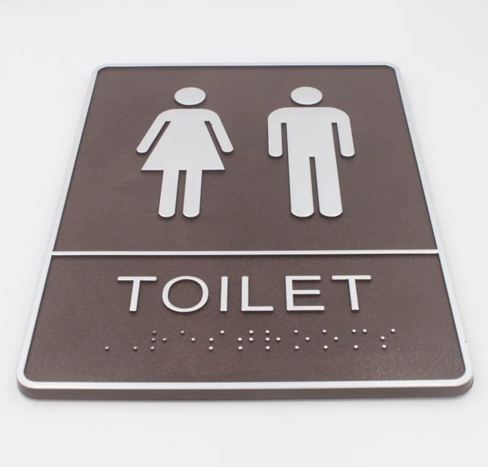 3D digital, Men & Women Toilet Sign, With Raised White Tactile Graphic Characters, Text, and Grade 2 Braille for The Blind, 1pcs