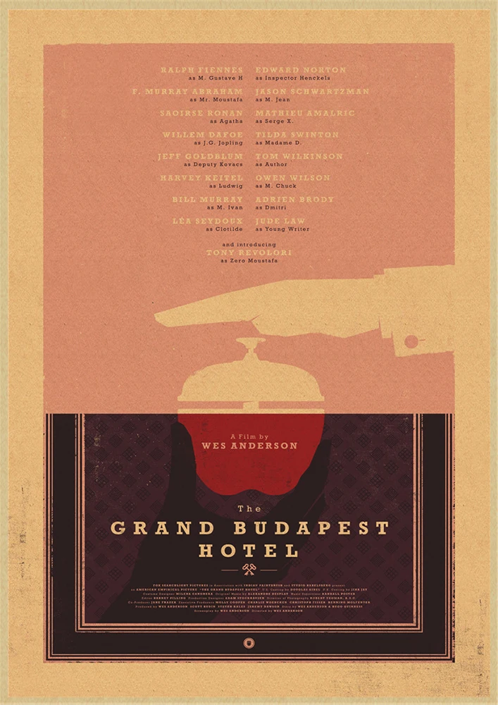 Grand Budapest Hotel Vintage Classic Movie Kraft Paper Poster and Prints Wall Art Pictures for Living Room Decoration