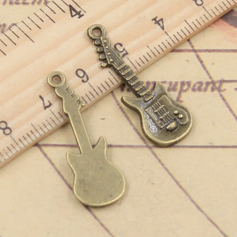 20pcs Charms Electic Guitar 35x12mm Tibetan Bronze Silver Color Pendants Antique Jewelry Making DIY Handmade Craft