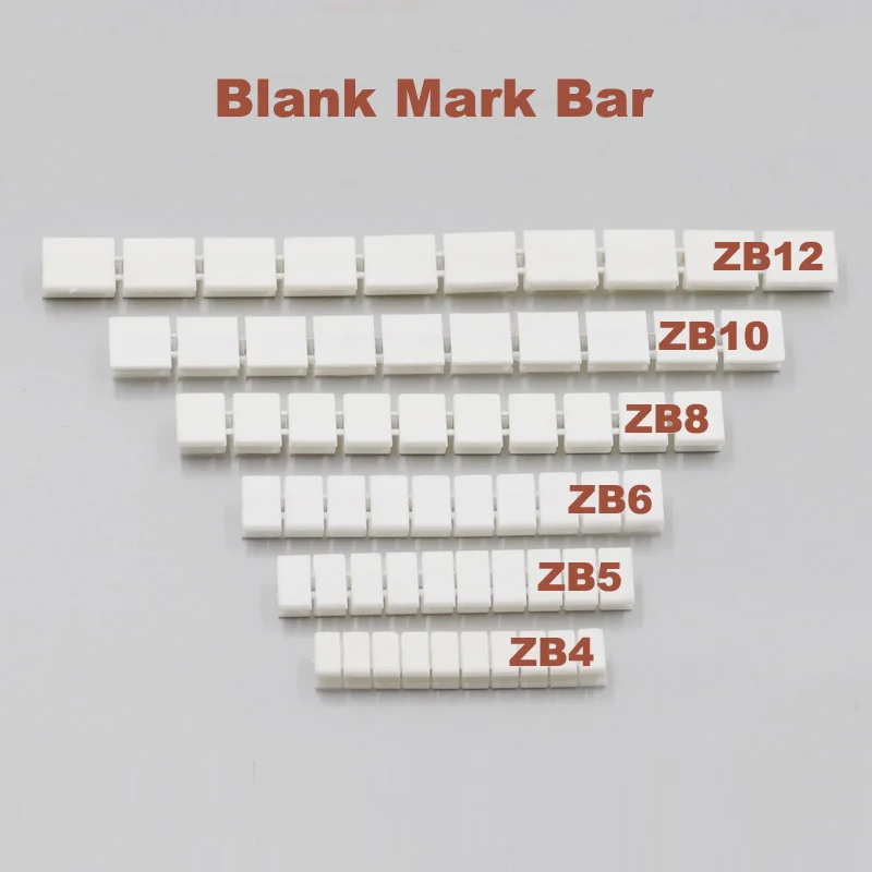 

50pcs Blank Marker Strips ZB4/5/6/8/10/12 UK Din Rail Terminal Block Wire Connector Morsettiera Mark bar bornier marking label