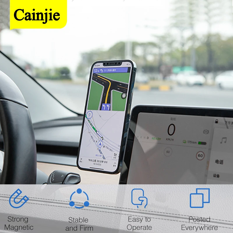 Tesla Model 3 Y Magnetic Car Phone Holder Accessoires For iPhone12/13/14 Samsung Huawei Xiaomi Mount Mobile Cell Phone Stand