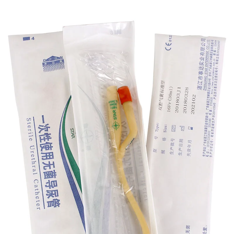 12Pcs Double Lumen Disposable Latex Urinary Catheter Adult Male Female Medical Sterile Urinary Catheters 14/16/18/20/22Fr