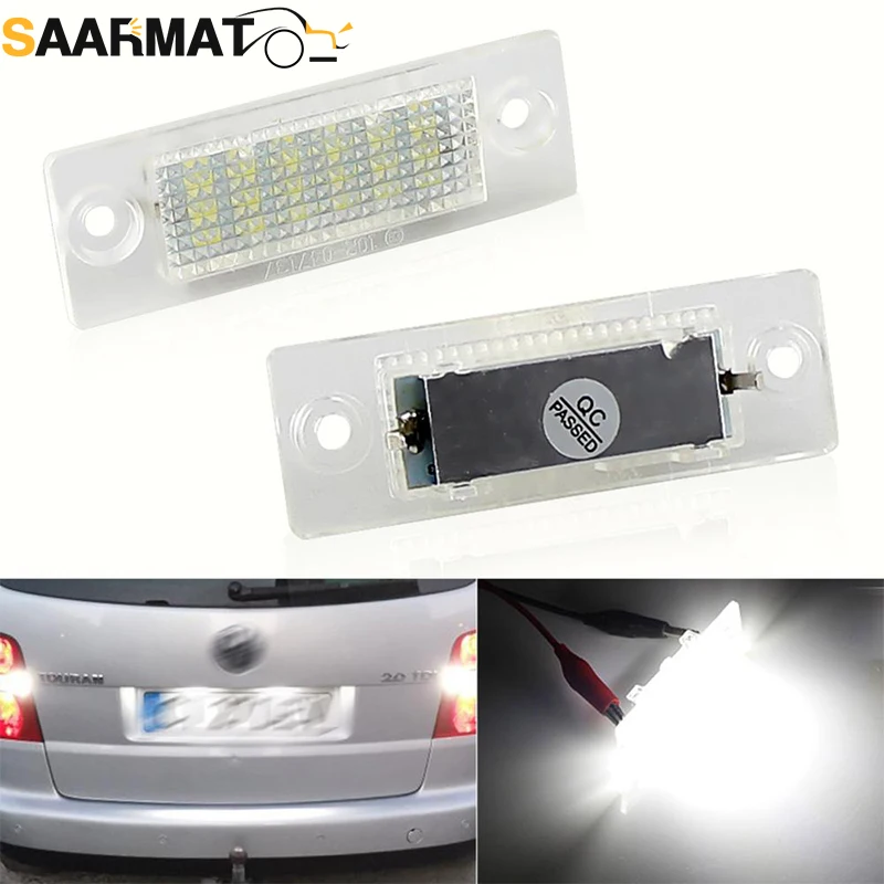 2pcs Car LED License Number Plate Lights Lamp for VW Transporter T5 Multivan Caravelle Eurovan Passat Caddy Touran Golf